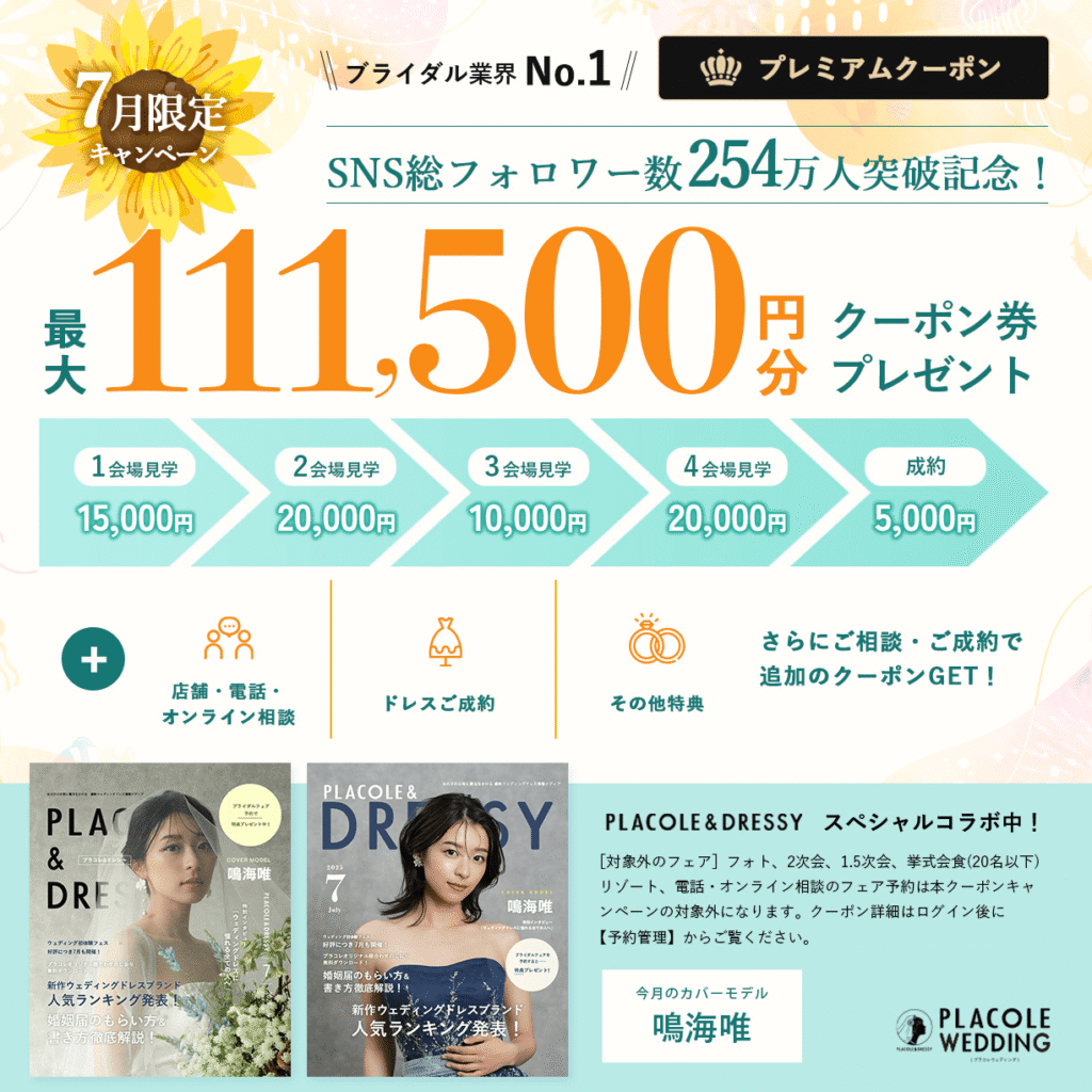 プラコレウェディング7月キャンペーンステップ画像